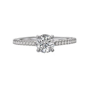 14K White Gold Round Lab Grown Diamond Cathedral Solitaire Engagement Ring