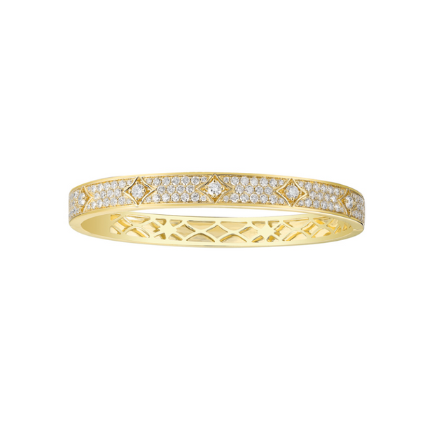 14K Yellow Gold Lab-Grown Diamond Bangle Bracelet