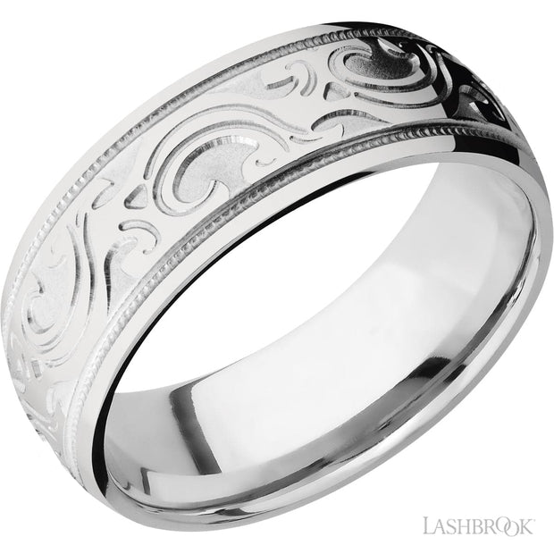 Lashbrook Cobalt Chrome & Laser Carved Wedding Band