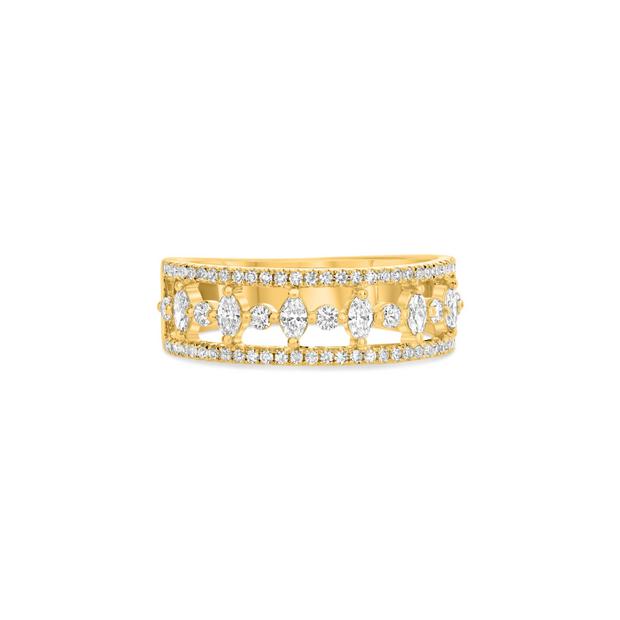 14K Gold Marquise and Round Diamond Ring, .52CTW