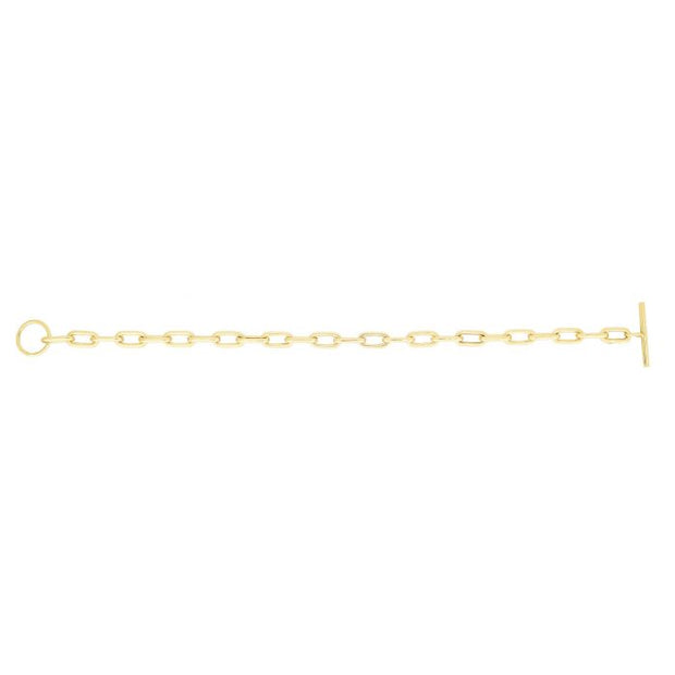 14K Gold Paperclip Toggle Link Chain Bracelet