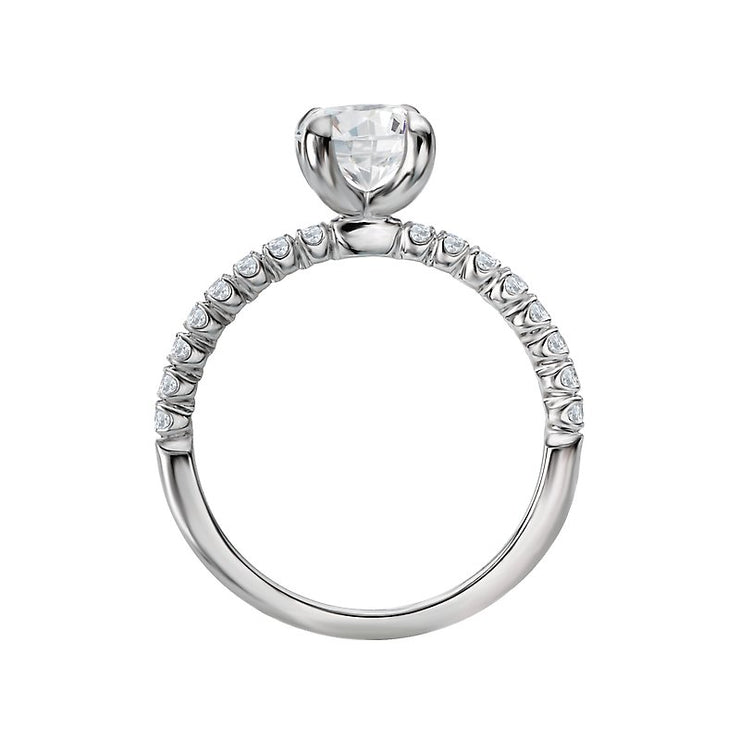 14K White Gold Round Lab Grown Diamond Engagement Ring