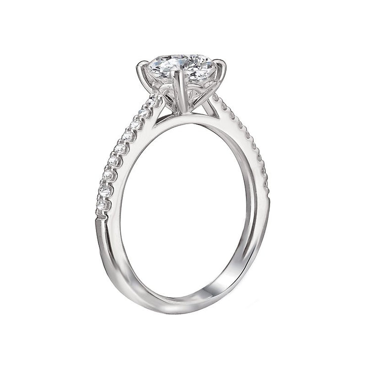 14K White Gold Round Lab Grown Diamond Cathedral Solitaire Engagement Ring