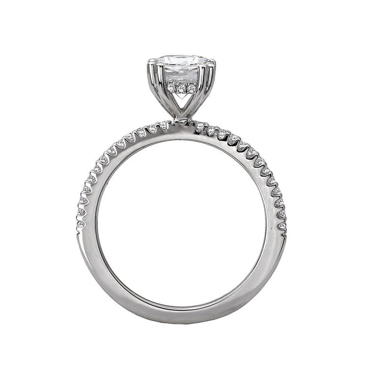 14K White Gold Hidden Halo Round Lab Grown Diamond Solitaire Engagement Ring