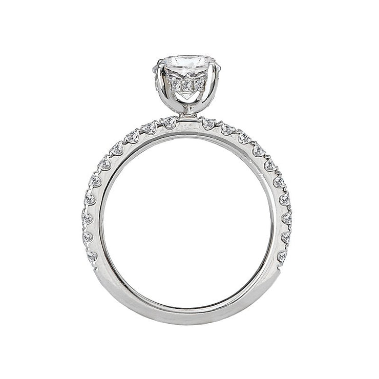 14K White Gold Round Hidden Halo Lab Grown Diamond Engagement Ring