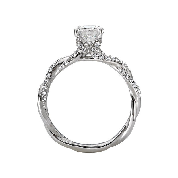 14K White Gold Round Lab Grown Diamond Twist Engagement Ring