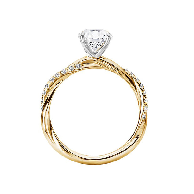 14K Yellow Gold Round Lab Grown Diamond Twist Engagement Ring