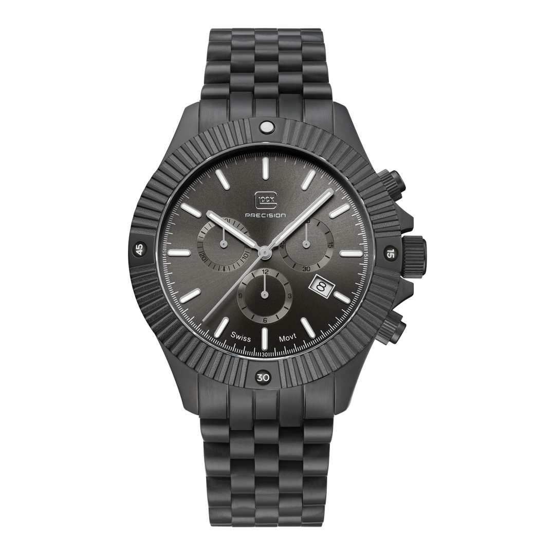 Glock Men's Stainless Steel Chronograph Quartz Watch in Gunmetal