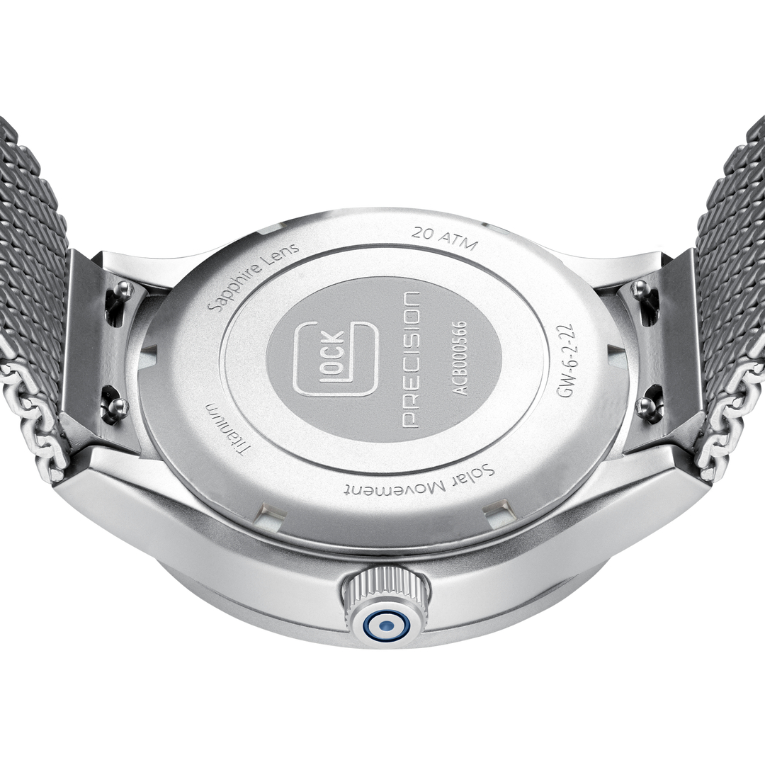 Glock Men's Titanium & Stainless Steel Solar Watch Silver & Blue