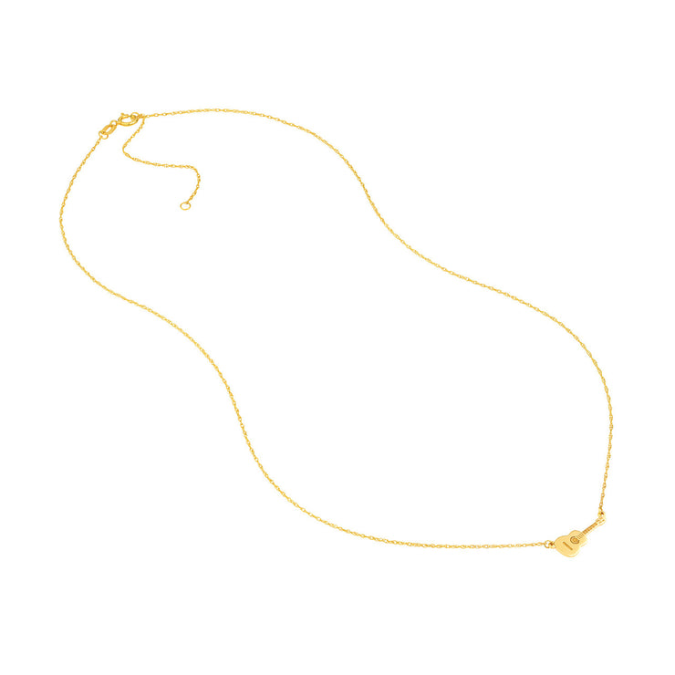 14K Yellow Gold Mini Guitar Necklace