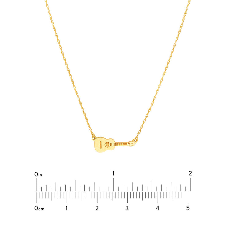 14K Yellow Gold Mini Guitar Necklace