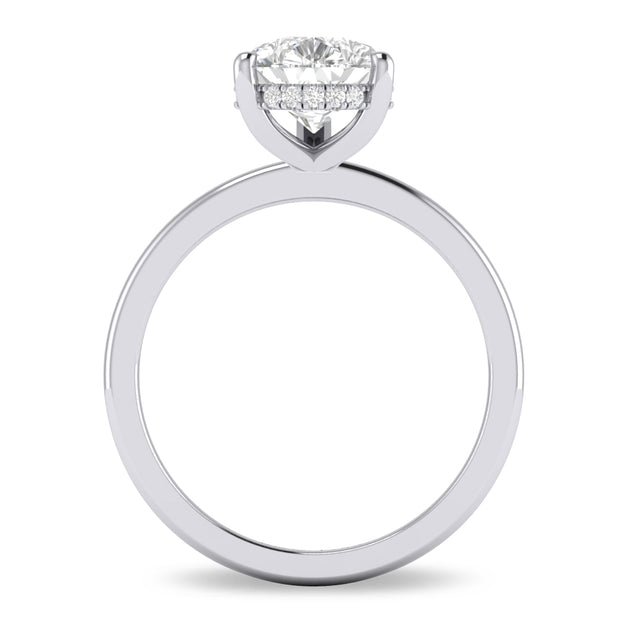 14K White Gold 2Ct. Pear Diamond Hidden Halo Engagement Ring