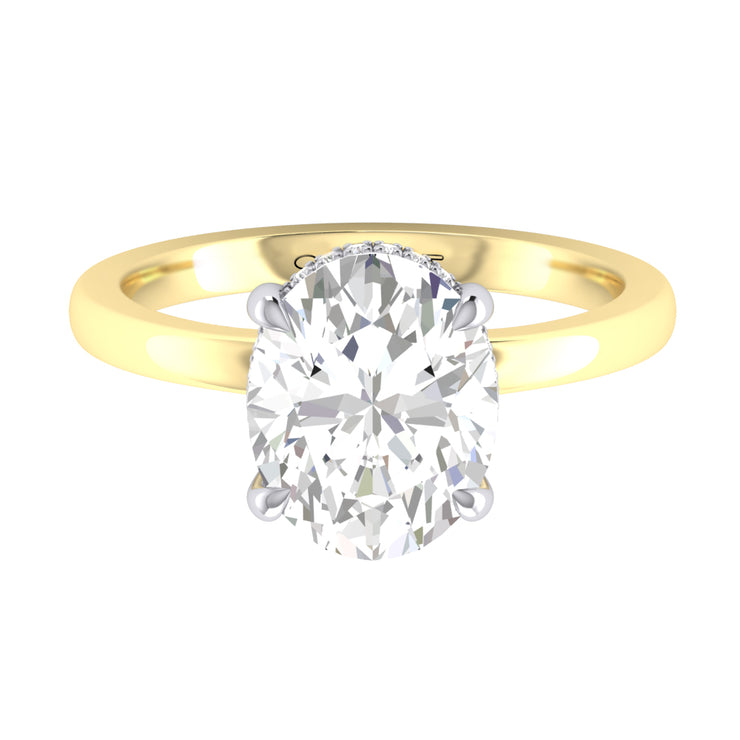 14K Yellow Gold 2Ct. Oval Diamond Hidden Halo Engagement Ring