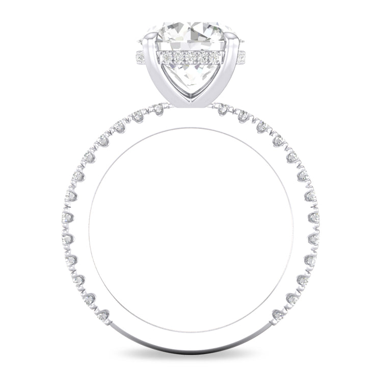 14K White Gold 2.5Ct. Round Diamond Hidden Halo Engagement Ring