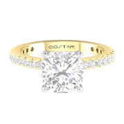 14K Yellow Gold 2.5Ct. Cushion Cut Diamond Engagement Ring