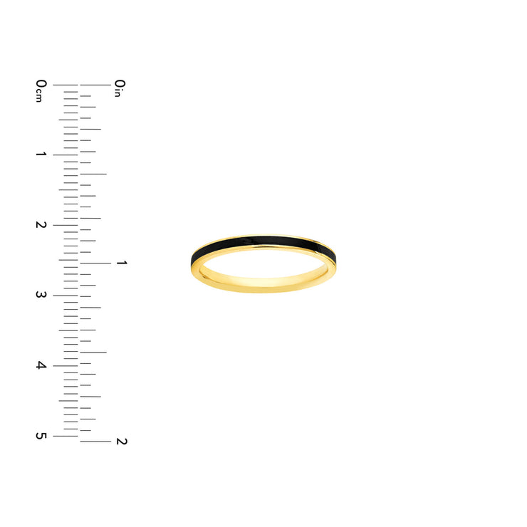 14K Yellow Gold Black Enamel Band Ring