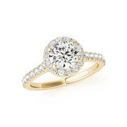 14K Gold Round Diamond Halo Engagement Ring