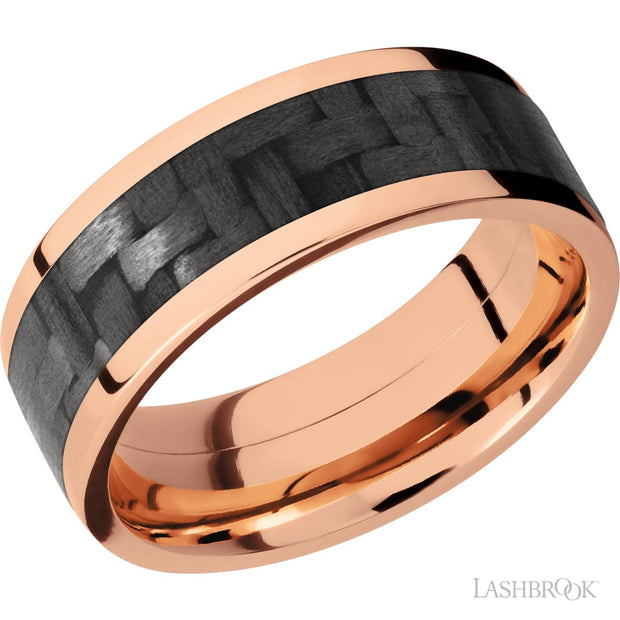 Lashbrook 14k Rose Gold & Carbon Fiber Wedding Band