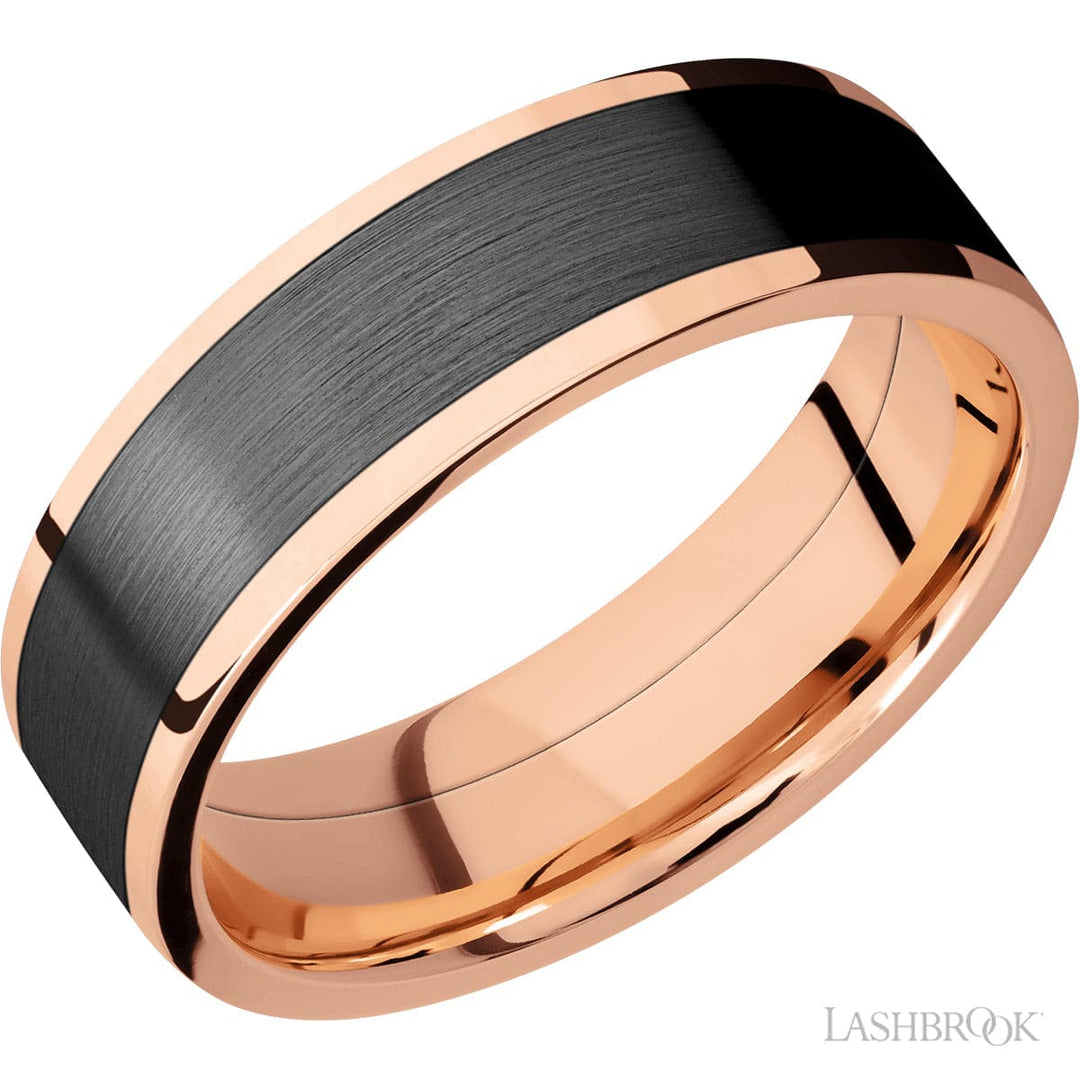 Lashbrook 14k Rose Gold Zirconium Wedding Band - Main Image