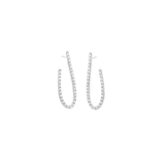 14K White Gold Diamond Linear Hoop Earrings, 1.10ctw