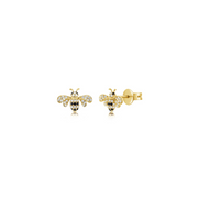 14K Yellow Gold Diamond Bumble Bee Earrings