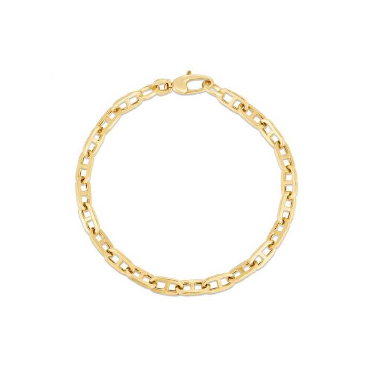 14K Yellow Gold Puffed 5.1mm Mariner Chain Bracelet