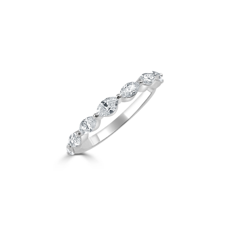 14K White Gold East-West Marquise Diamond Ring