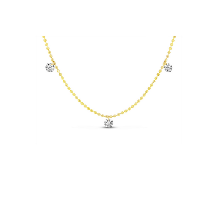 14K Yellow Gold Dashing Diamond 3-Diamond Necklace