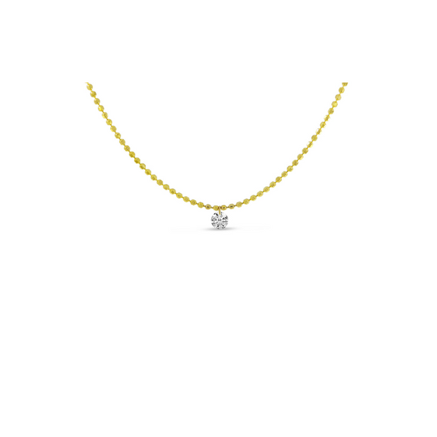 14K Yellow Gold Dashing Diamond Single Dangle Diamond Necklace