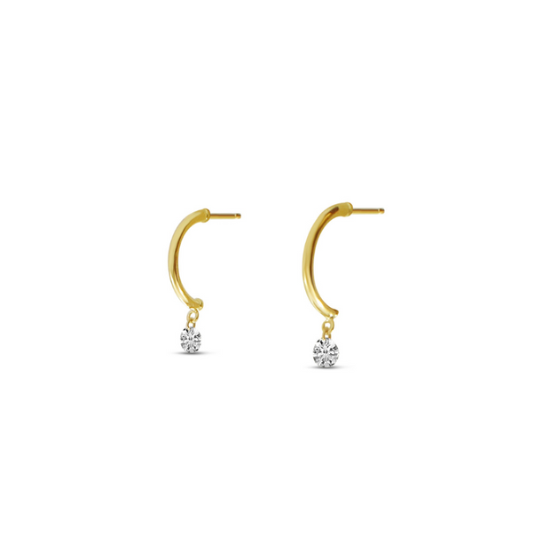 14K Yellow Gold Dashing Diamonds Half Huggie .20 Ct Diamond Earrings