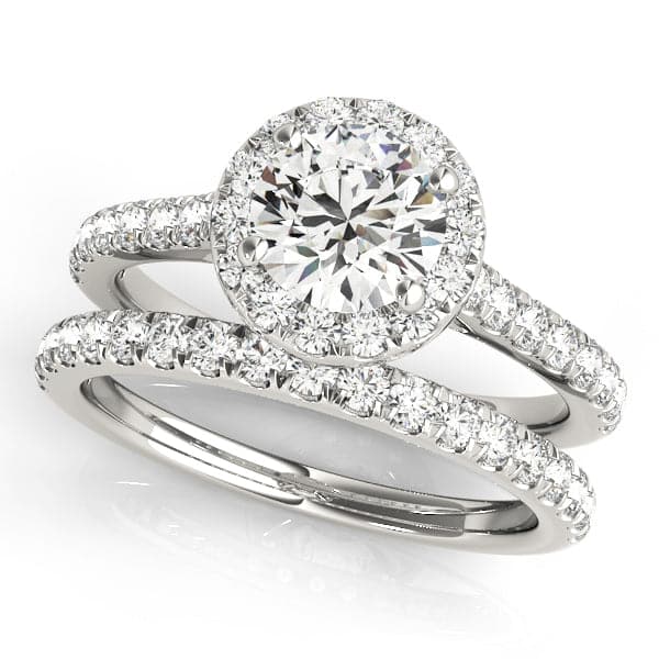 14K Gold Round Diamond Halo Engagement Ring