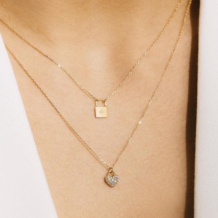 14k Yellow Gold Rehana Diamond Padlock Necklace – Avant Garde Jewelers