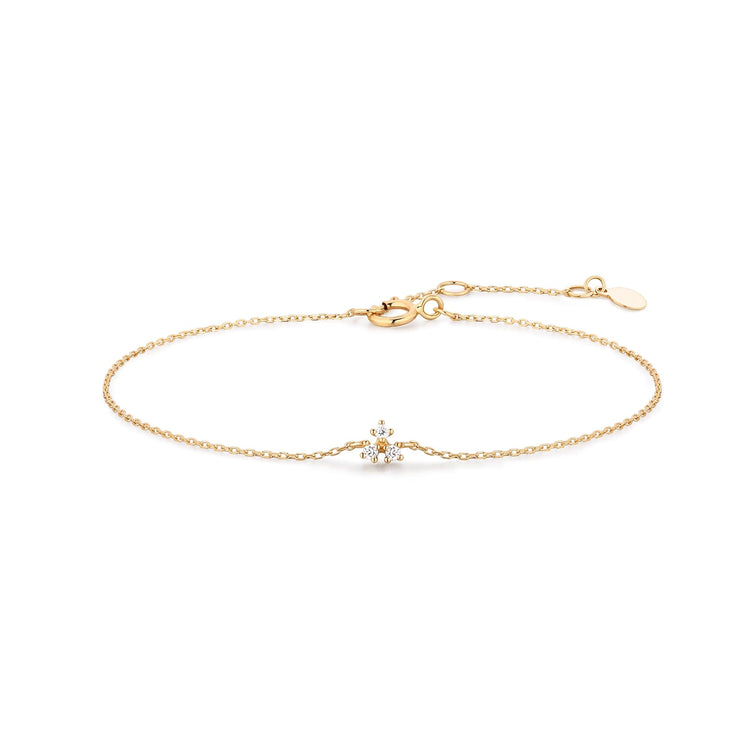 14k Yellow Gold Clover Diamond & Cable Link Bracelet