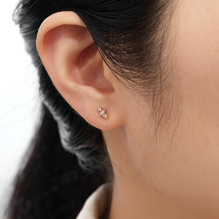 White sapphire stud earrings 2025 yellow gold