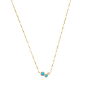 14K Yellow Gold Turquoise and White Sapphire Waterfall Necklace