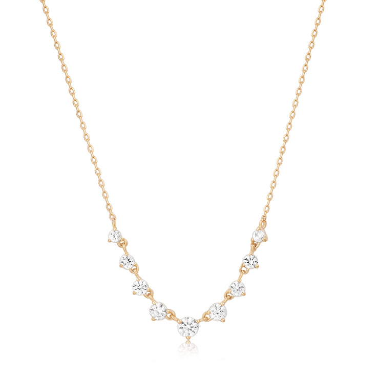 Rosamund | 14K Yellow Gold Rose Cut White Sapphire Necklace
