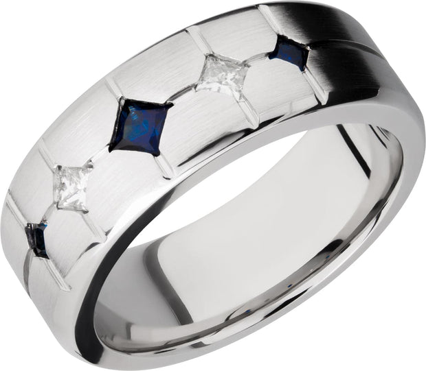 Lashbrook Cobalt Chrome & Diamond/Sapphire Wedding Band