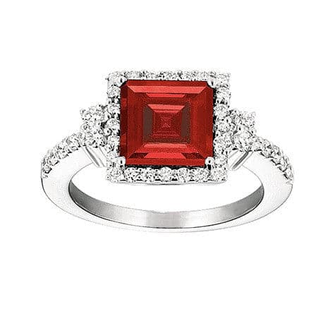 14k White Gold  Chatham Lab Grown Ruby Diamond Ring