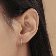 14K Yellow Gold Ola Single Diamond Pave Huggie Earring