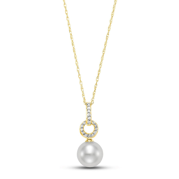 Mastoloni Freshwater Pearl Circle Diamond Necklace