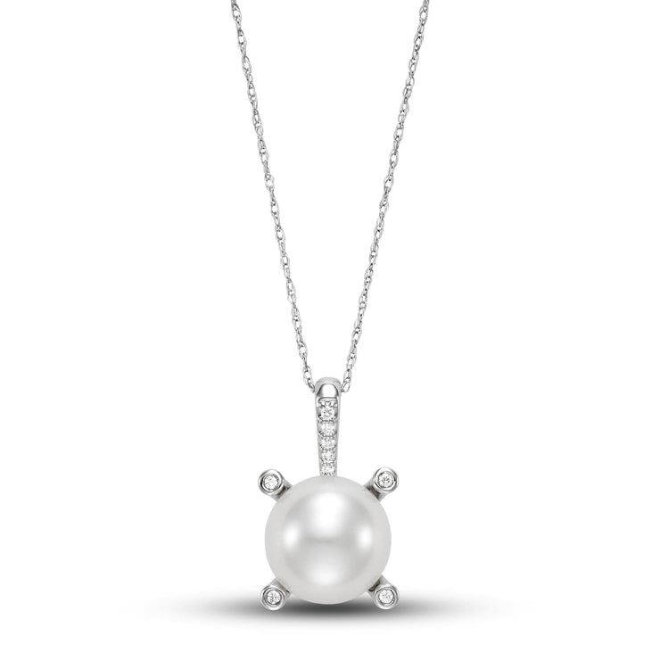 Mastoloni Freshwater Pearl & 4 Prong Diamond Necklace
