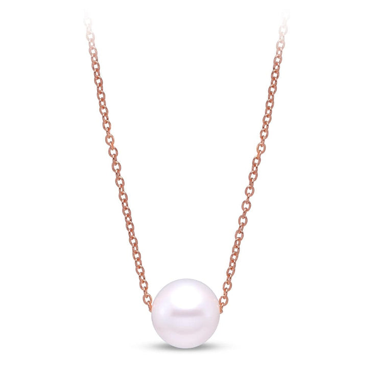14k Rose Gold Floating Pearl Necklace