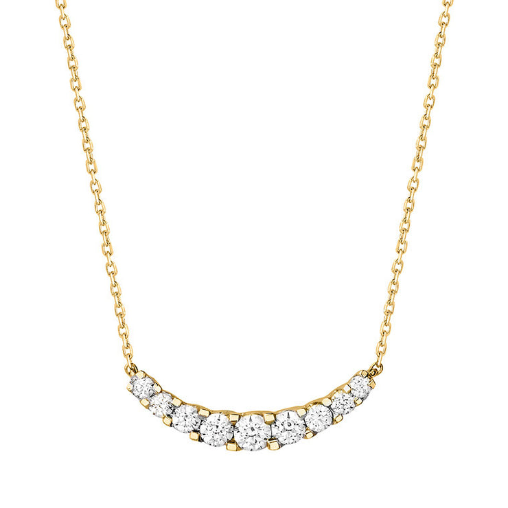 14K Gold Graduated Diamond Pendant Necklace