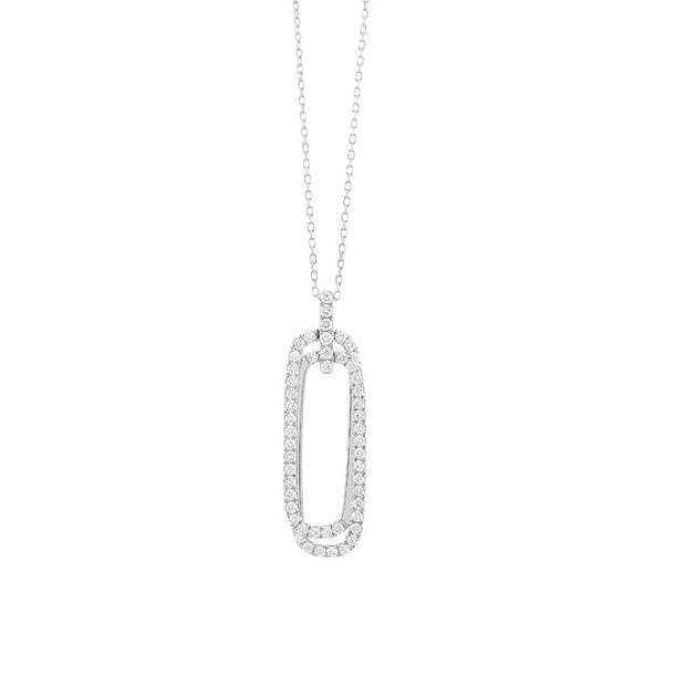 14k White Gold .50ctw Diamond Paperclip Necklace