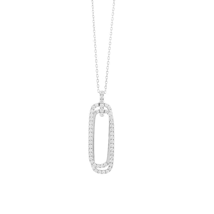 14k White Gold .50ctw Diamond Paperclip Necklace