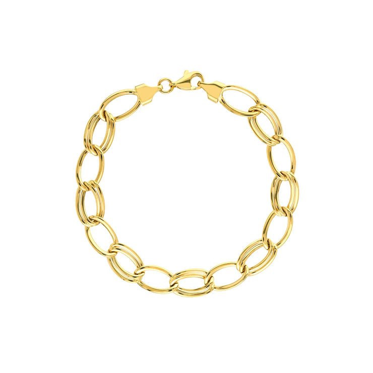 14K Yellow Gold Alternating Single/Double Link Bracelet