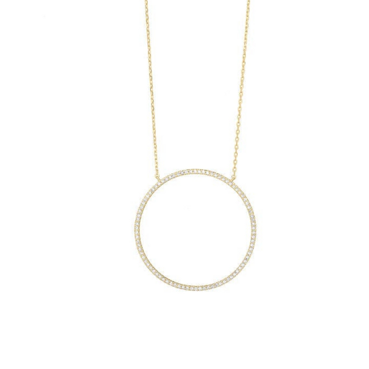 14k Gold Diamond Circle Pendant, 0.20ctw