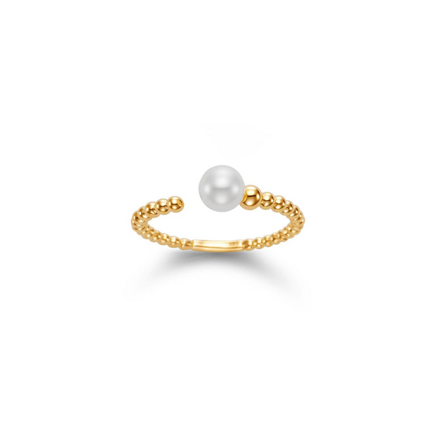 14K Yellow Gold Asymmetrical Pearl Ring