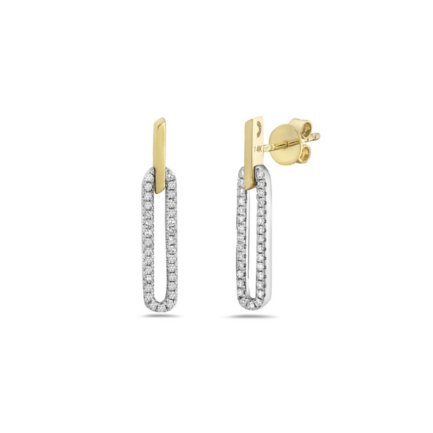 14K Two Tone Diamond Link Earrings