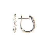 14K White Gold Baguette & Round Diamond Hoop Earrings, 0.34ctw